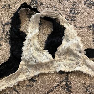 Free People Halter Bralette - Black and Cream